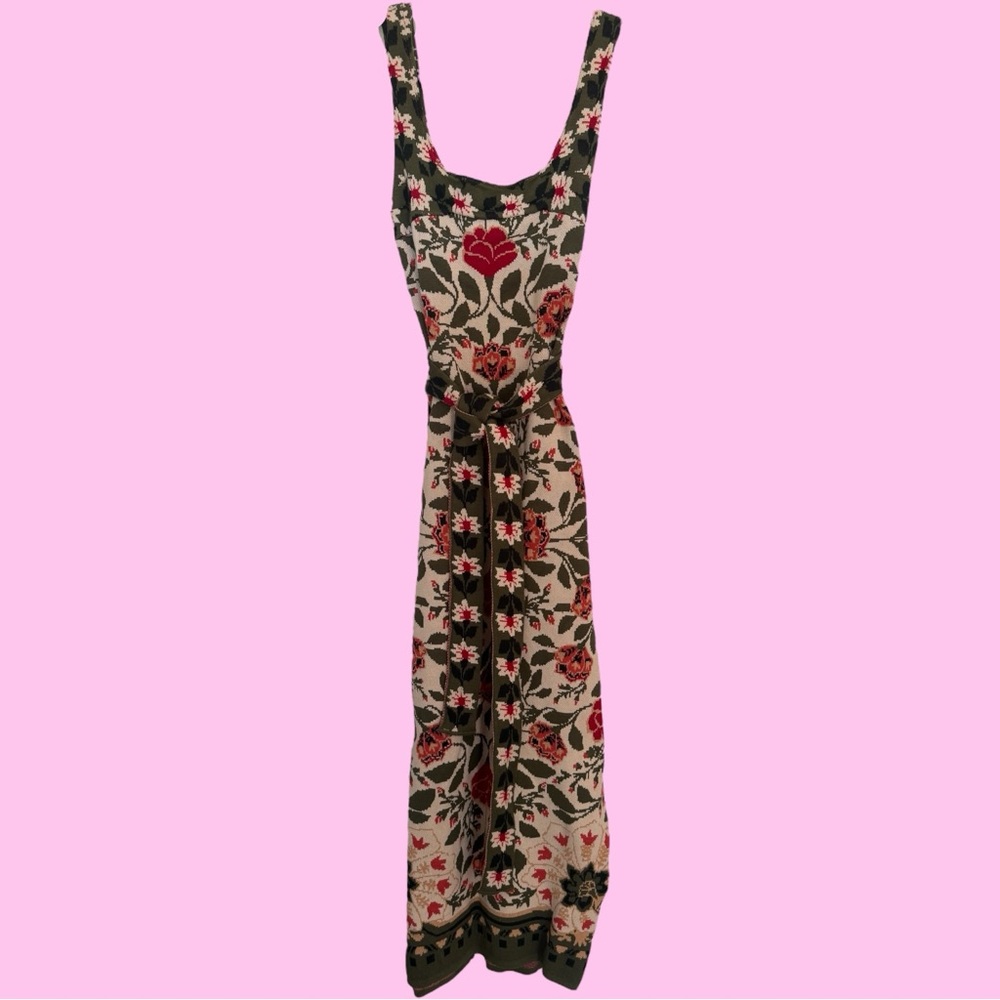 FARM Rio Floral Maxi Dress in Cream, Green & Red